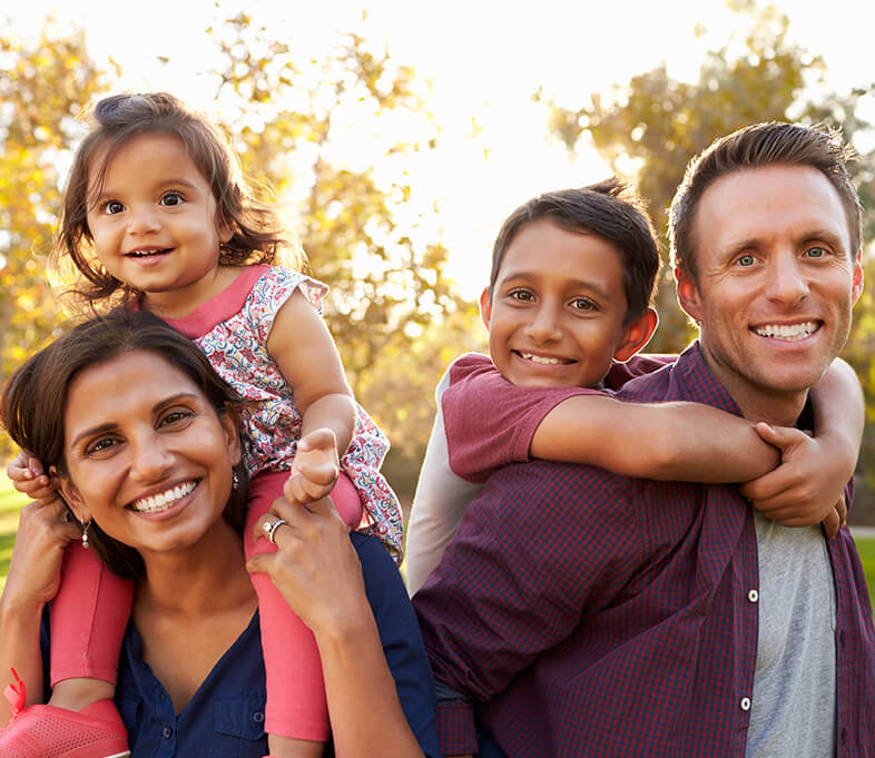 young family smiling