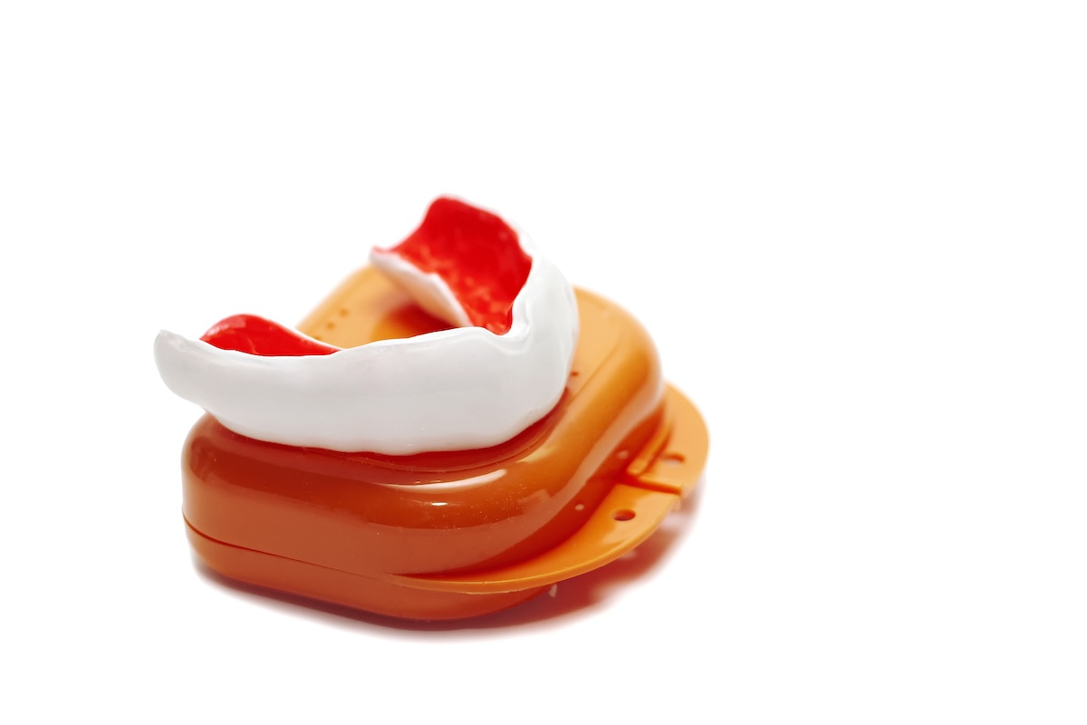 orange and white custom athletic mouthguard